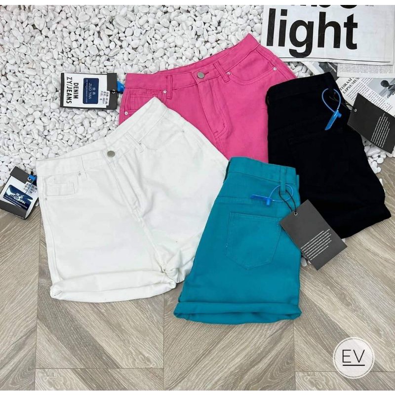 Quần sooc jeans trơn kèm đai hàng QCL1