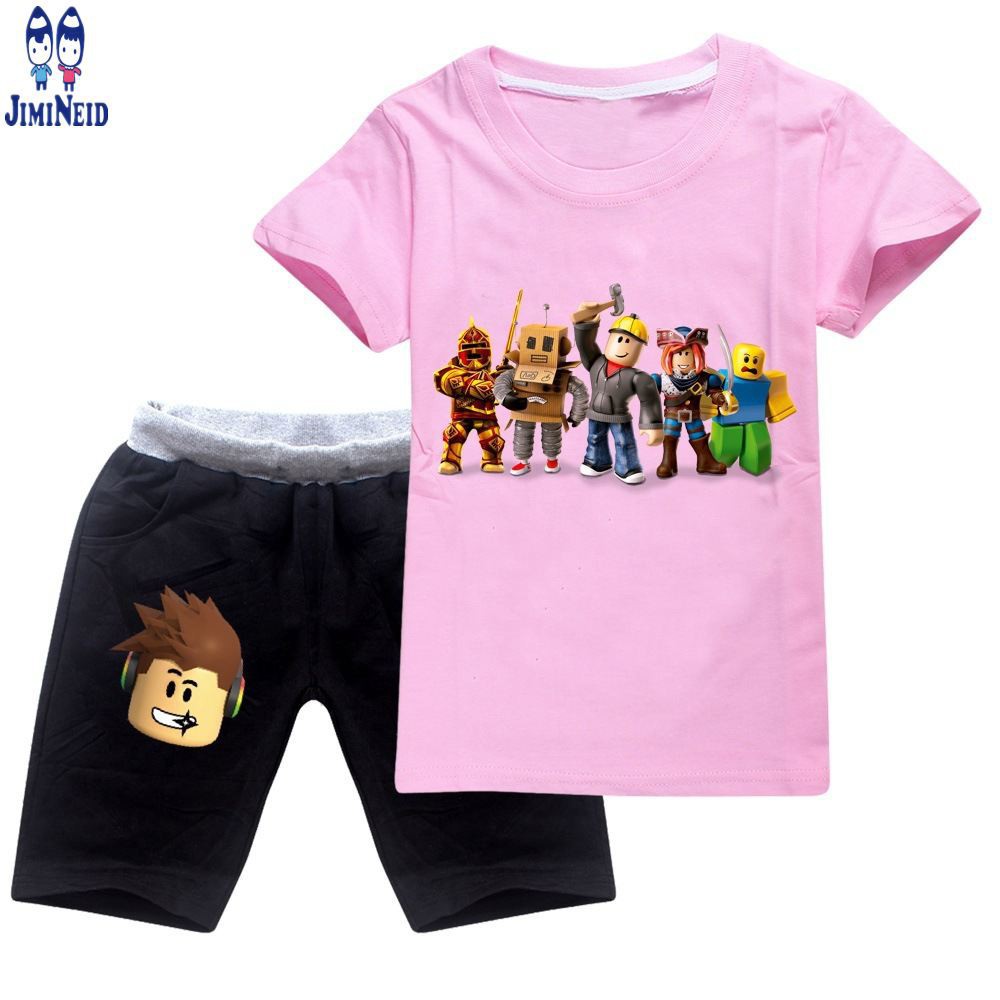 【JD】Cute Baby ROBLOX Shirts Kids Boys Girls Clothing Cartoon Cotton Short Sleeve T shirt+Shorts 2pcs/set