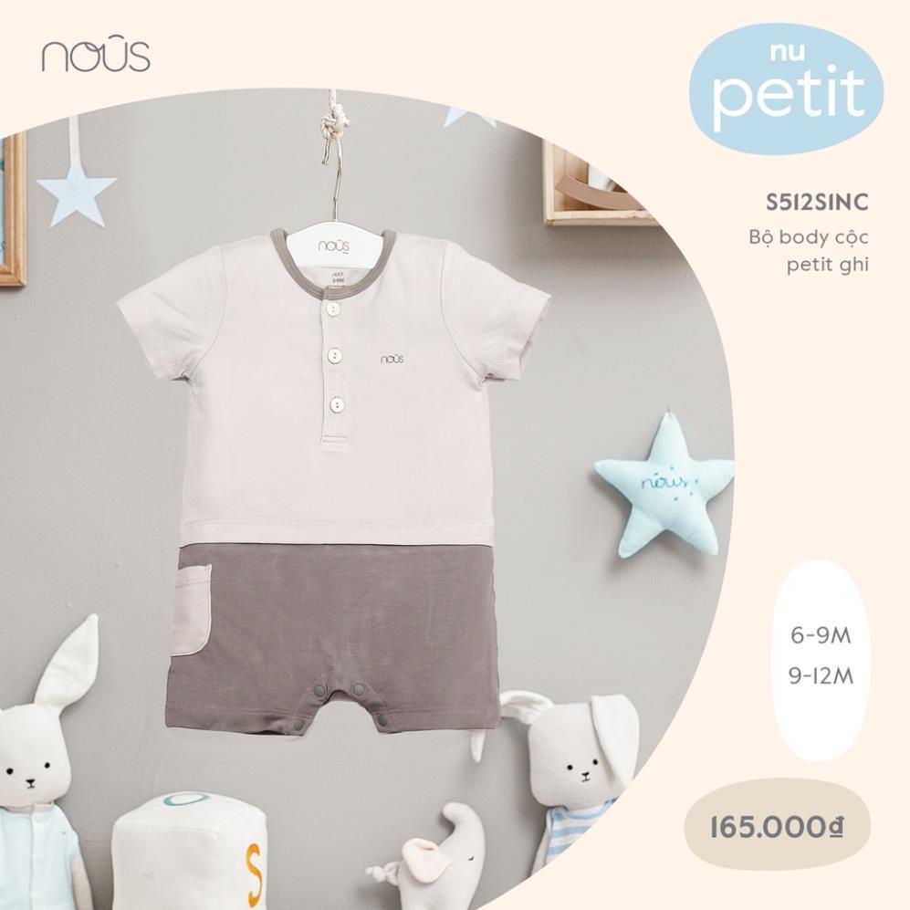 Bộ Quần Áo Body Cộc Liền Thân trắng Cao cấp Nous Cho Bé Trai Bé Gái-Chất Liệu Nu Petit Mềm (size 3-12M)