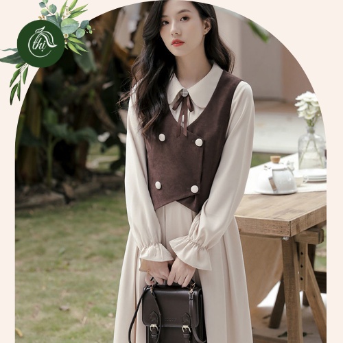 (Hàng có sẵn) Váy retro, áo gile dáng cổ điển, phong cách vintage, chất liệu dày dặn, đường may tinh xảo | BigBuy360 - bigbuy360.vn