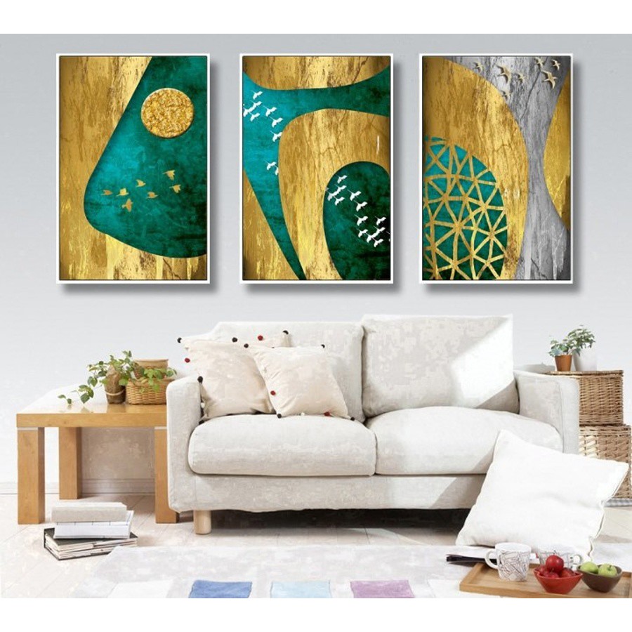 Tranh treo tường canvas nghệ thuật trừu tượng cánh chim decor trang trí phòng khách &amp; phòng ngủ có khung cao cấp khổ lớn