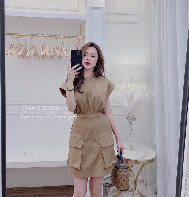 Sự lựa chọn hoàn hảo cho ngày mưa - Váy túi hộp nâu tây