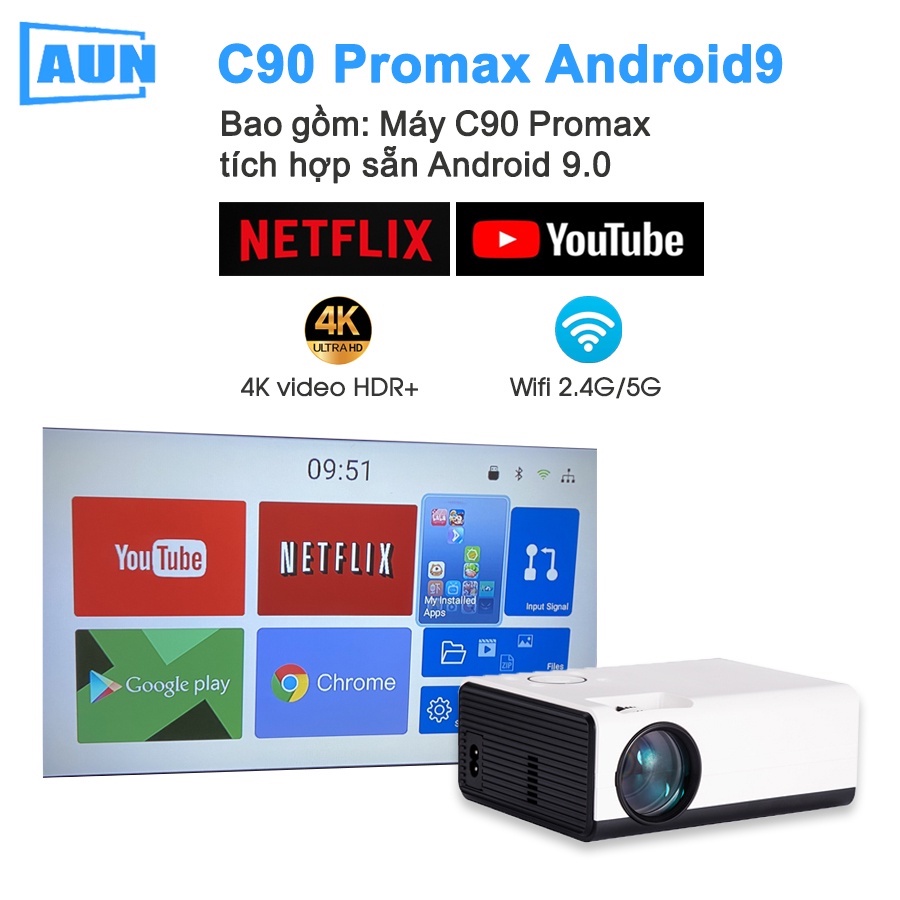 Máy chiếu mini Aun C90 promax - xem phim giải trí gia đình