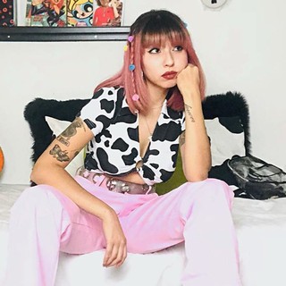 Áo croptop bò sữa hở ngực [ Sẵn ]