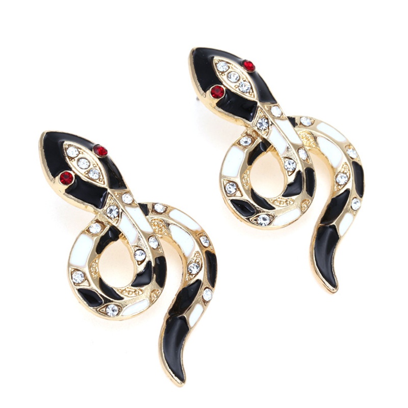 Bông Tai Dạng Xỏ Hình Rắn Đính Đá Phong Cách Retro