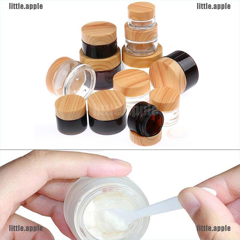 Bình thủy tinh đựng mỹ phẩm tiện dụng thiết kế nắp gỗ