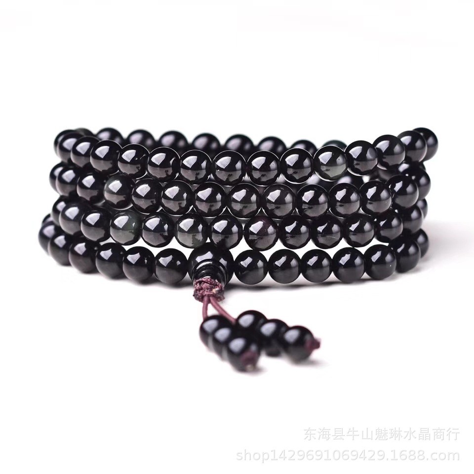 Vòng tay đá núi lửa Obsidian xanh đen chuỗi 108 hạt /Vòng tay phong thủy tài lộc 💕FREESHIP 50k💕- Dear Ladies