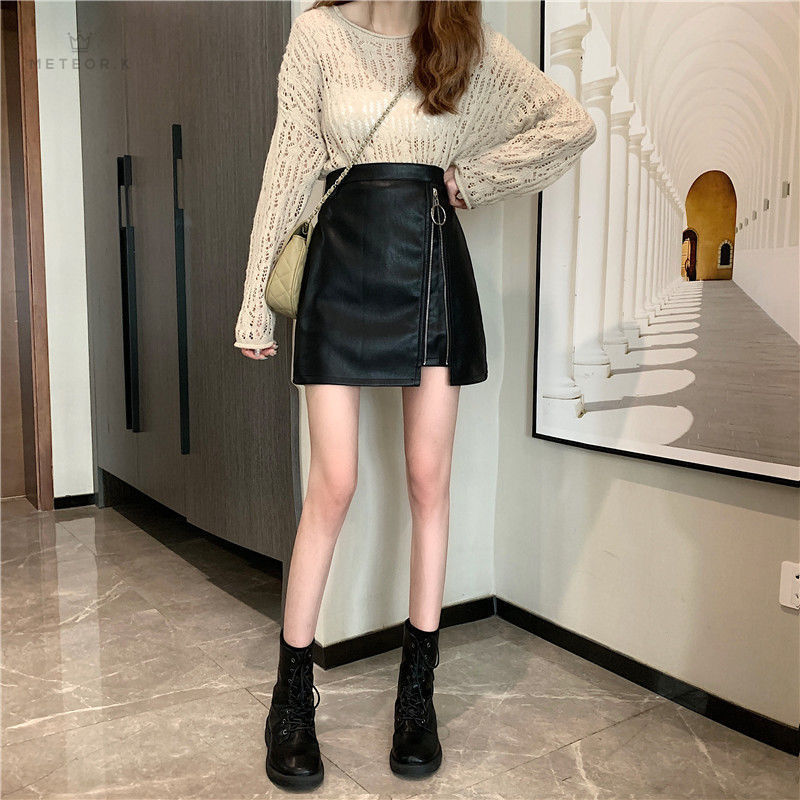 Chân váy da PU chữ A thời trang Hàn Quốc cho nữ | BigBuy360 - bigbuy360.vn