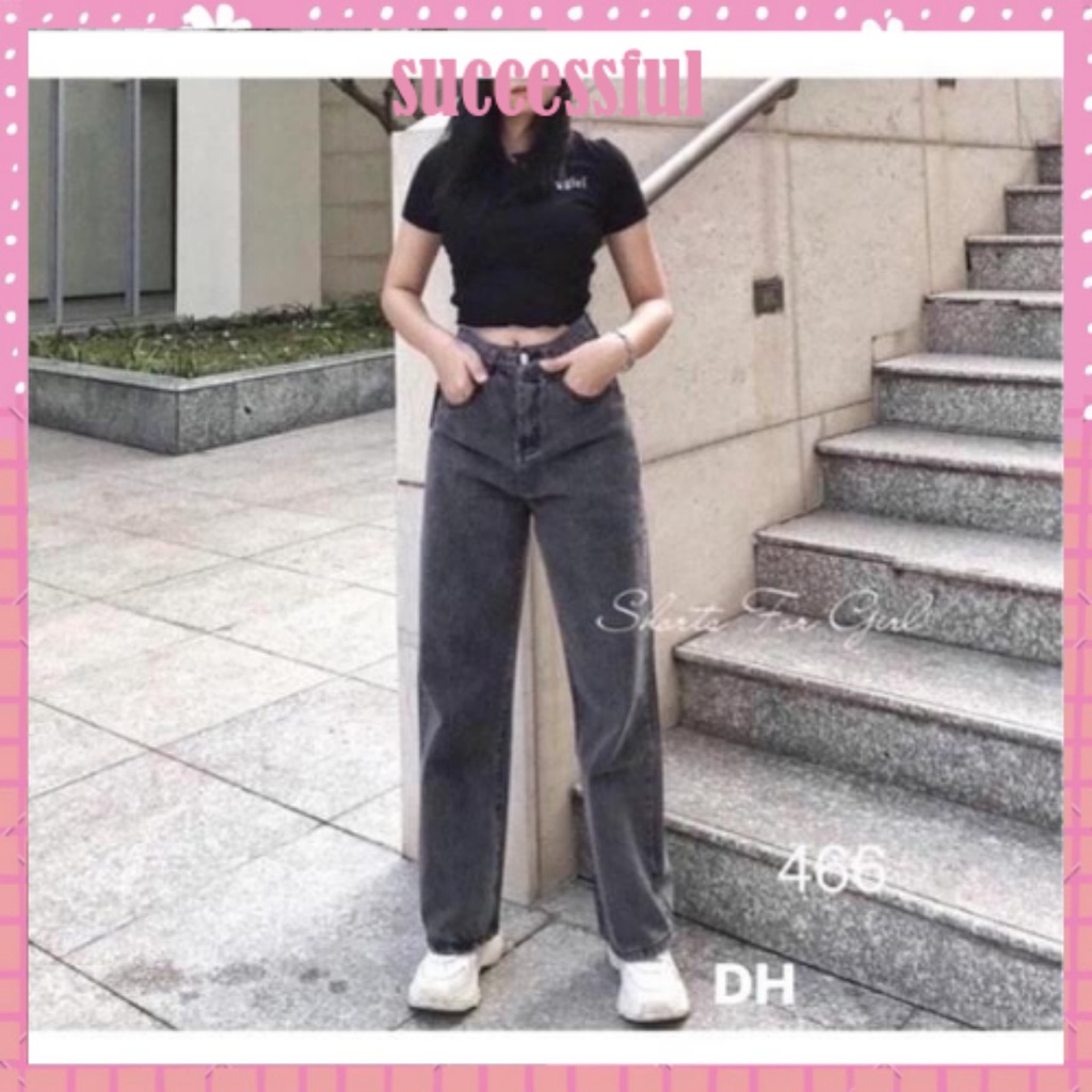 Quần bò nữ - quần jeans ống rộng lưng cao, vải bò dày đẹp , không giãn ,dáng suông