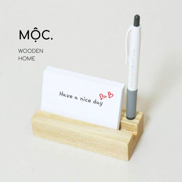 Chân Đế Gỗ Để Ghi Nhớ / Giá Đỡ Cắm Bút Văn Phòng - Mộc. Home