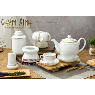 ấm chén Bát Tràng_Bộ bình trà MLS2 vàng kim kèm phụ kiện