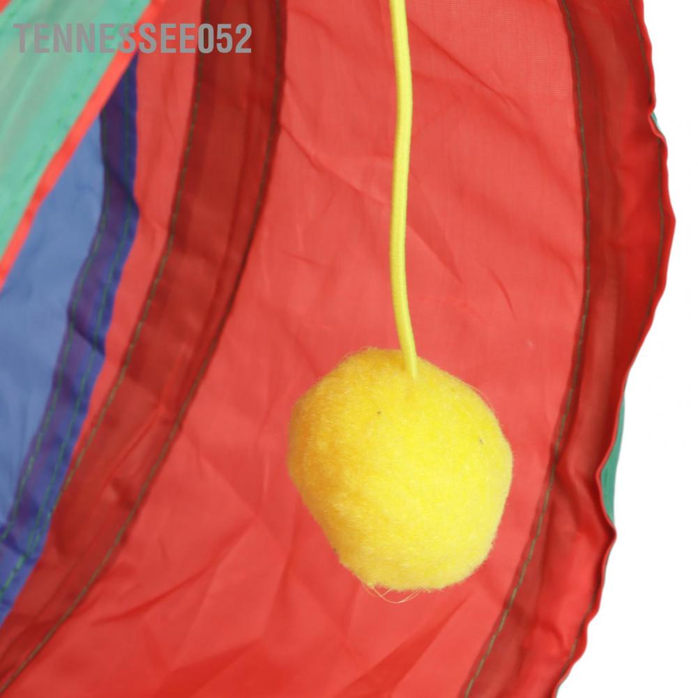 Đồ chơi đường hầm chia 3 đường gấp cuộn cho mèo có treo bóng