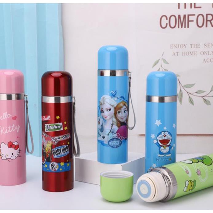 BÌNH GIỮ NHIỆT 500ML NHÂN VẬT HOẠT HÌNH MICKEY DOREMON ELSA