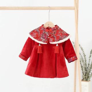 ☘️HÀNG SẴN☘️ VÁY NHUNG ĐỎ CHO BÉ