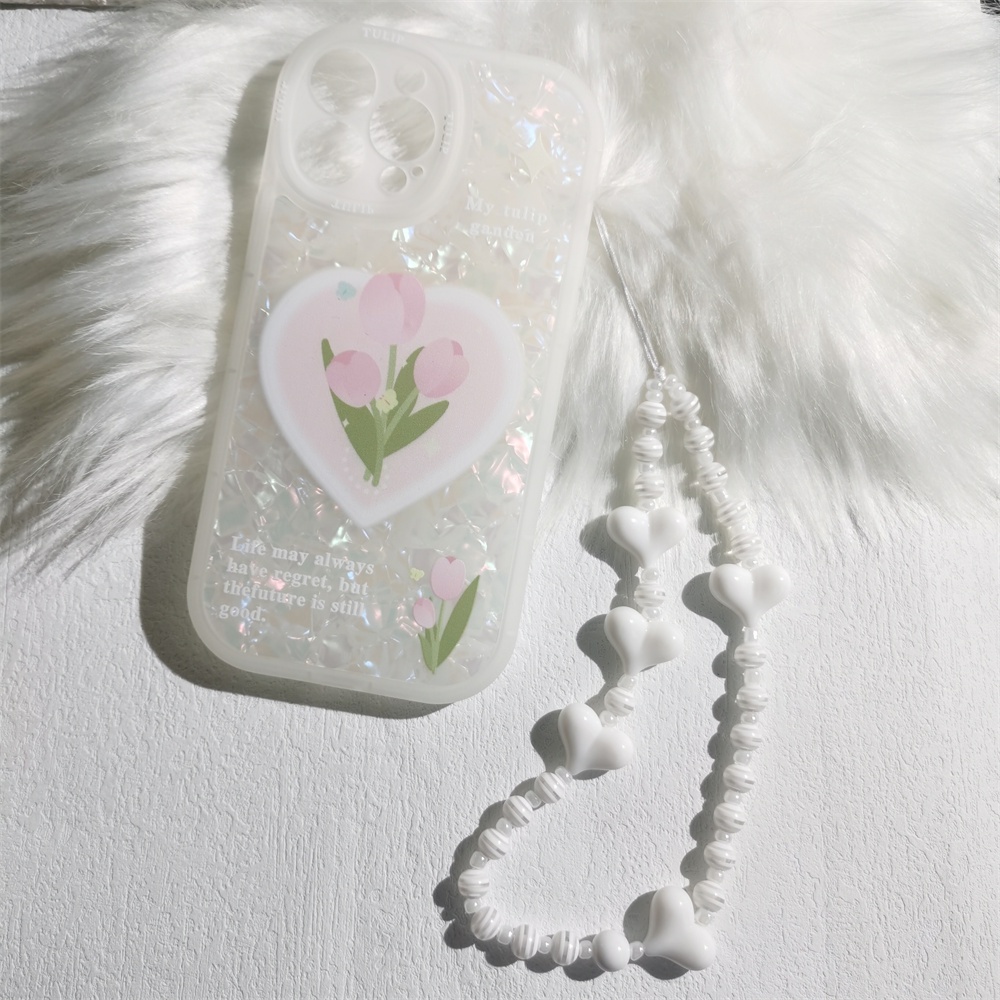 Dây Đeo Điện Thoại Bằng Acrylic Mềm Chống Thất Lạc Đính Hạt Ngọc Trai Nhiều Màu Dễ Thương