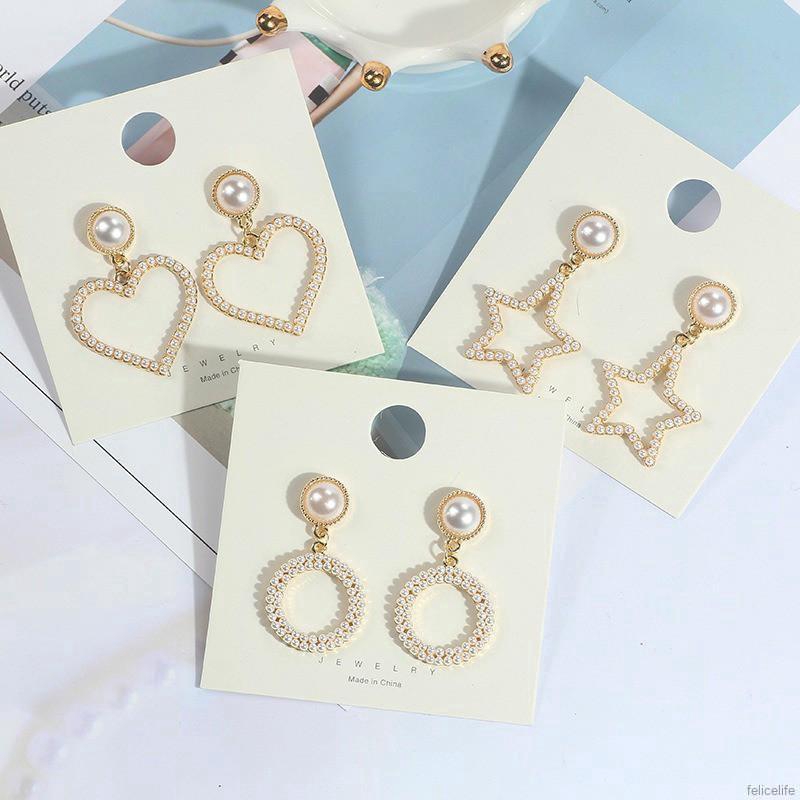 Khuyên tai đính ngọc trai nhân tạo phong cách Hàn Quốc