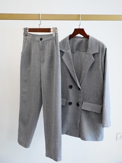 Set blazer ghi