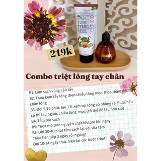 Combo triệt lông từ đầu đến chân (Kem tẩy lông thảo dược, Mỡ trăn nguyên chất, Serum Ngọc Lan Tây)