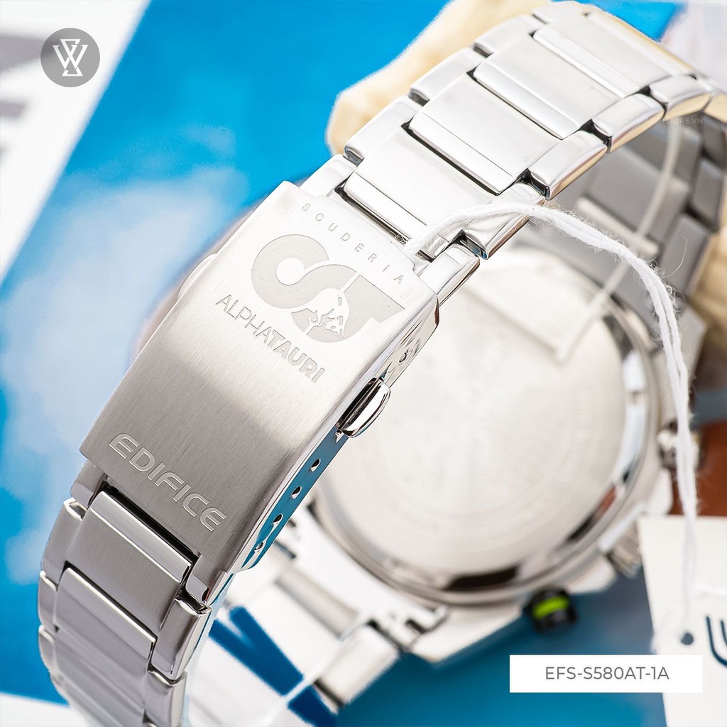 Đồng Hồ Năng Lượng Mặt Trời Nam Casio WATCHSTORE Edifice EFS-S580AT-1ADR Thiết Kế Mặt Kính Khoáng 45mm, Dây Kim Loại
