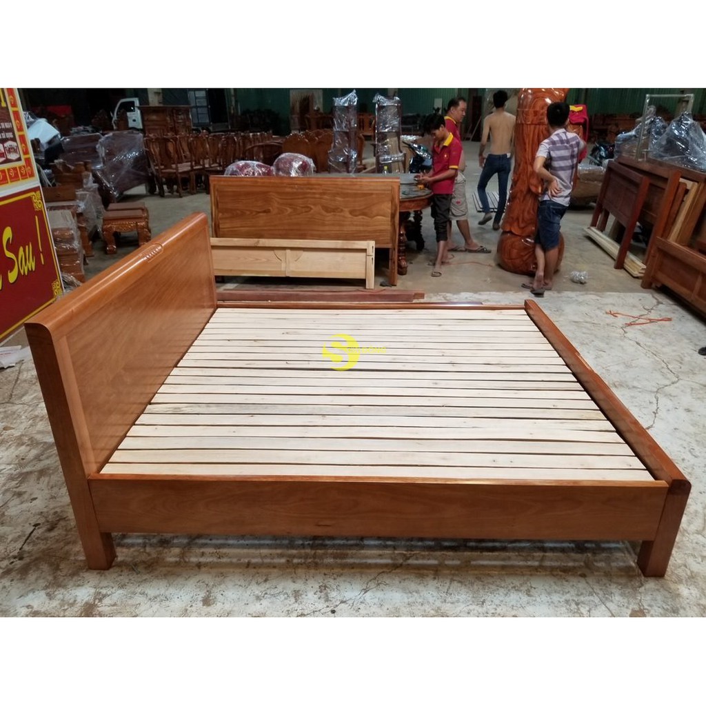 Giường ngủ gỗ Đinh Hương 1m6 kiểu trơn