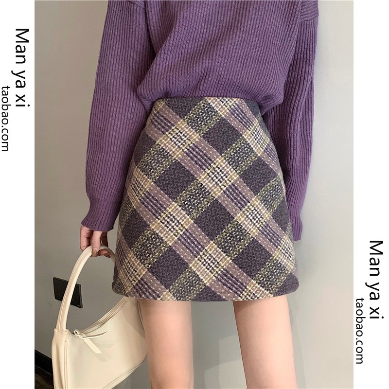 Chân Váy Len Chữ A Lưng Cao Họa Tiết Sọc Caro Thời Trang | BigBuy360 - bigbuy360.vn