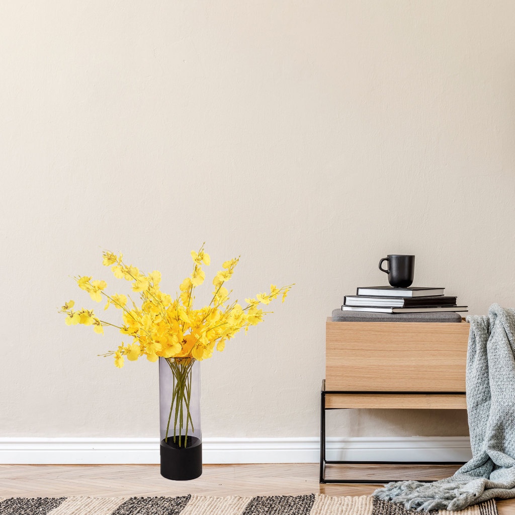 Hoa Lan Nhân Tạo Bằng Nhựa PU Và Silicon Màu Trắng / Vàng 50cm Dùng Trang Trí Nhà Cửa