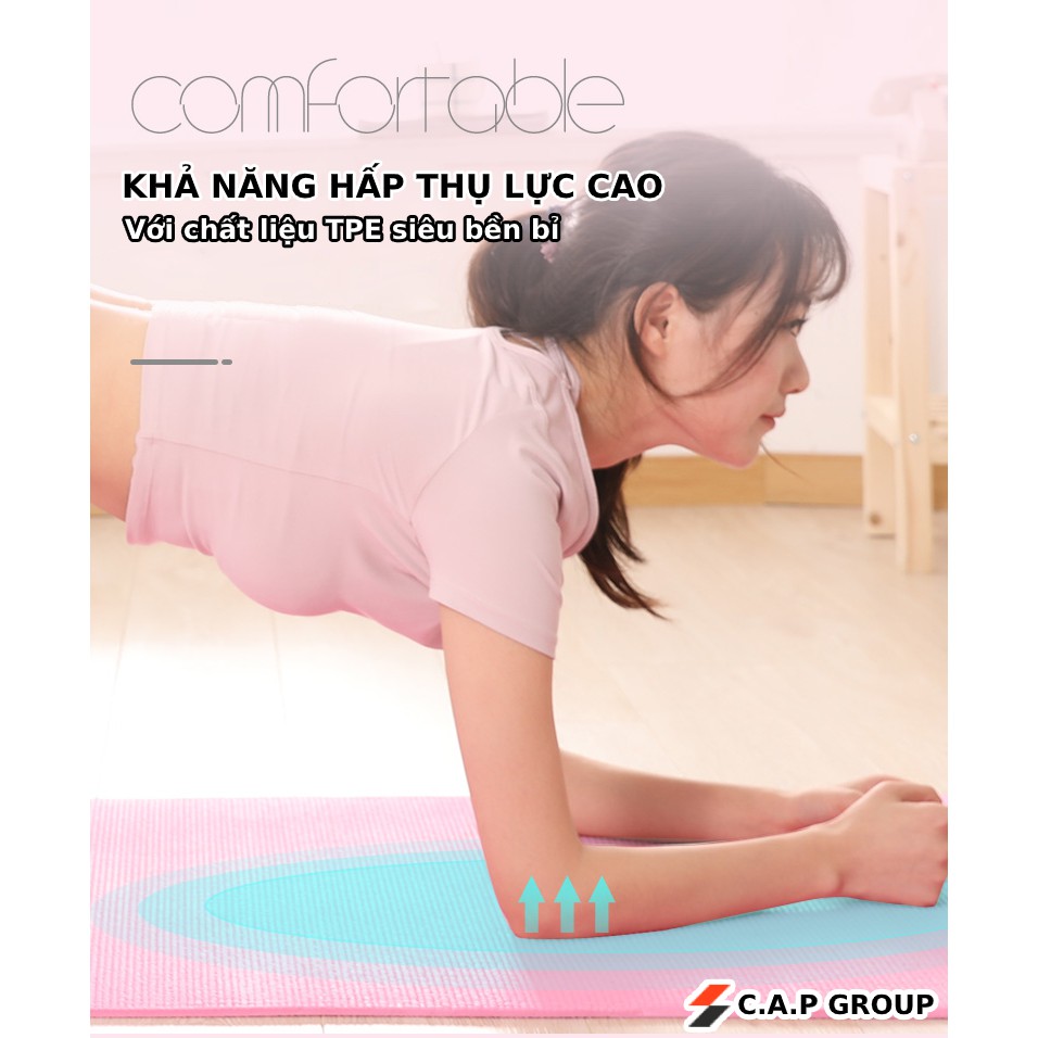 Thảm tập Yoga Gym 2 lớp giá rẻ chống trượt cao su thiên nhiên tập ở nhà hoặc mang đi du lịch tiện lợi