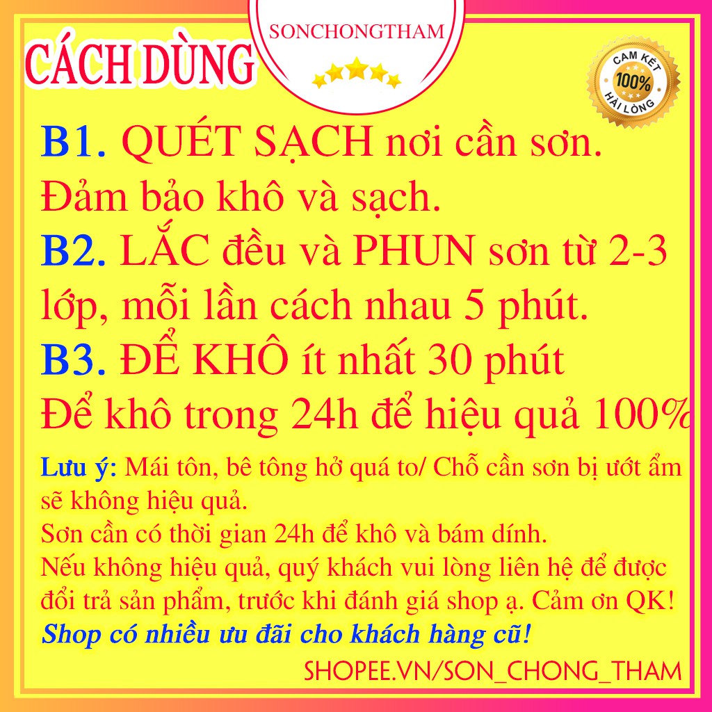 [MUA 1 TẶNG 1] Sơn Chống Thấm 💝TUYỆT ĐỐI 💝 Bình Xịt Vua Chống Thấm Dột Loại Lớn 650ml