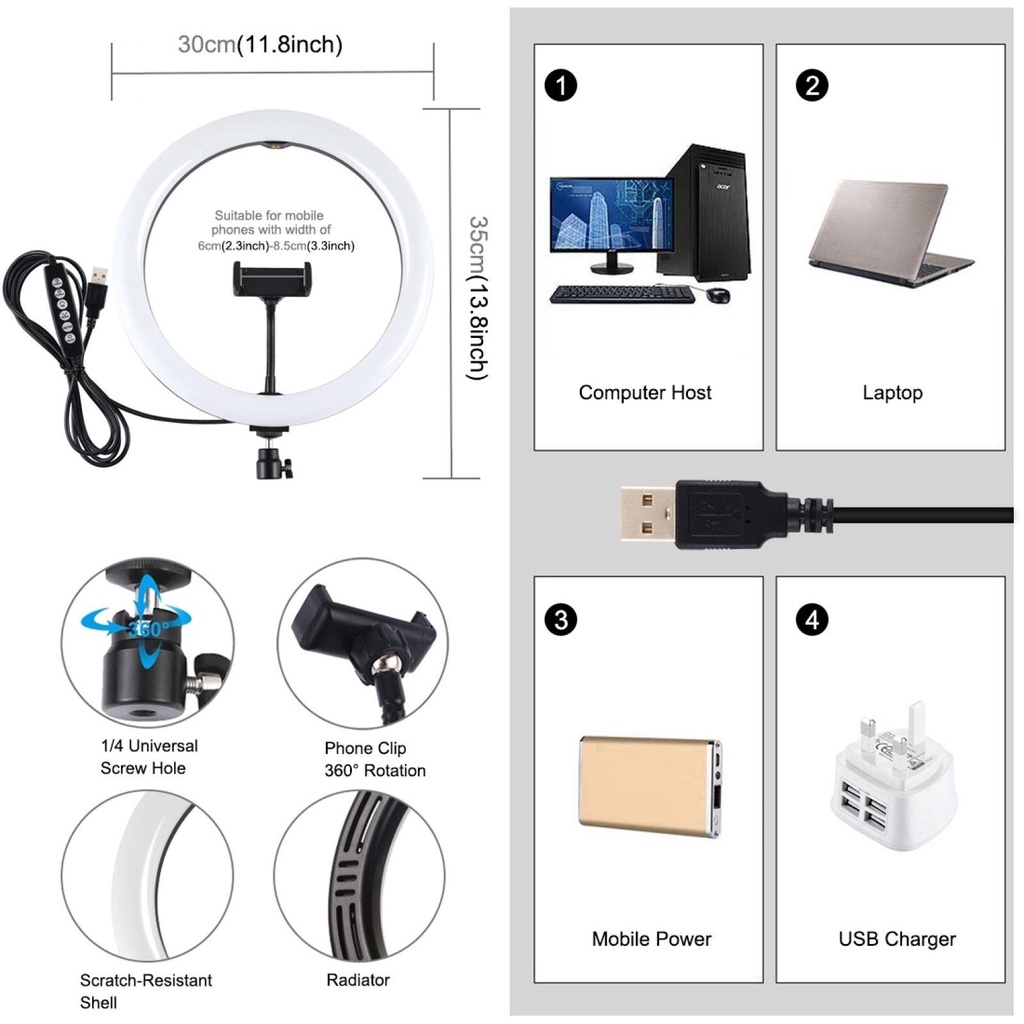 BEBETTERM Vòng Đèn LED Chụp Ảnh 8 Màu RGBW Có Thể Điều Chỉnh Độ Sáng