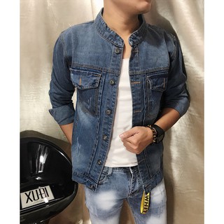 ÁO KHOÁC JEAN NAM DÀY DẶN KHÔNG PHAI MÀU, áo bò nam, áo khoác bò nam, áo khoác jean cao cấp, áo khoác jean body