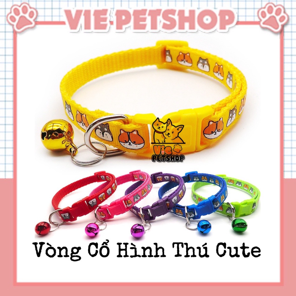 Vòng Cổ Họa Tiết Hình Thú Cute Cho Chó Mèo Dưới 8Kg 1cm | Vie PETSHOP