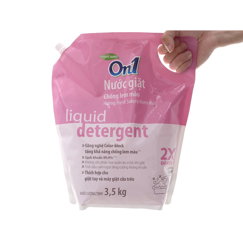 Túi Nước Giặt On1 Chống Lem Màu Hương Fresh Sakura 3.5Kg
