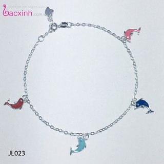 Lắc chân bạc Ý 925 Bạc Xinh Huệ Ngân- Cá heo JL023