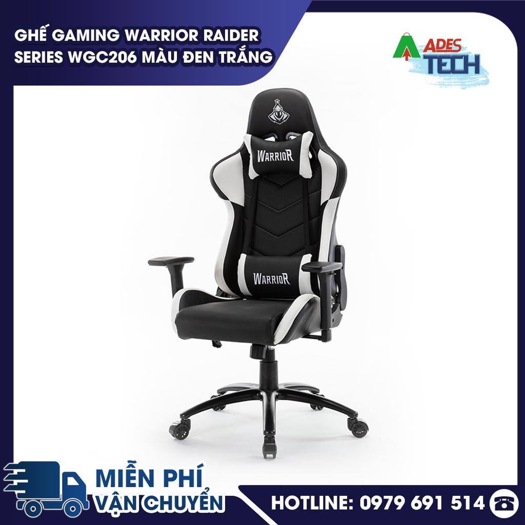 Ghế Gaming WARRIOR Raider Series WGC206 Màu Đen Trắng | Bảo Hành Chính Hãng 12 Tháng