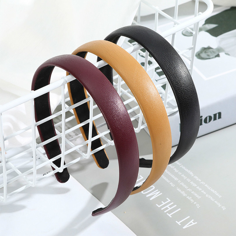 Cài tóc Haimeikang da pu màu trơn thời trang đơn giản cho nữ