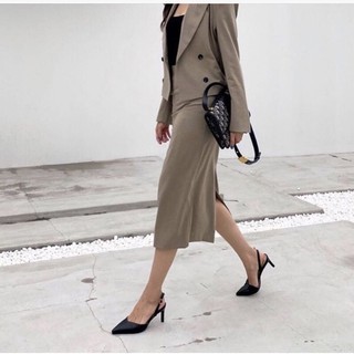 Giày cao gót slingback da lộn