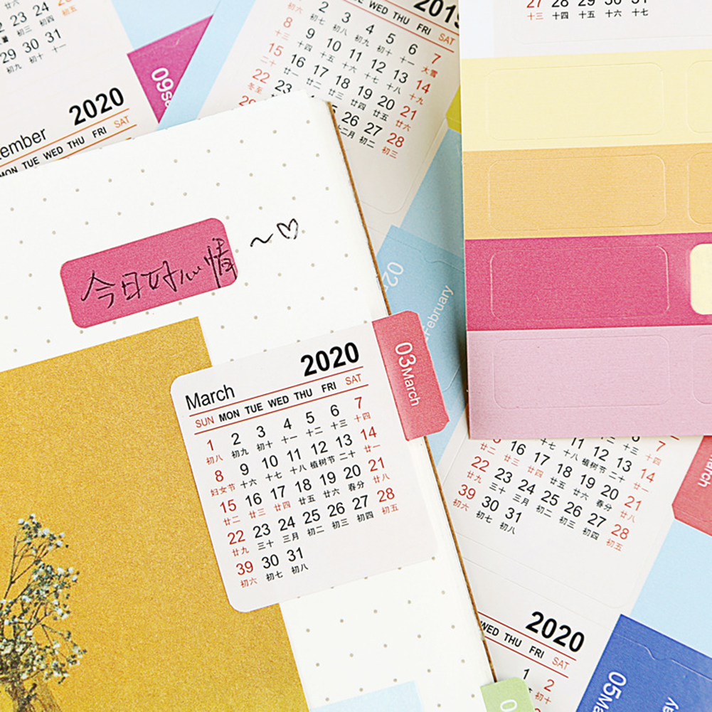 someryer 2Pcs New Year Calendar DIY Sticker Label Learning Table Schedule Planner Marker