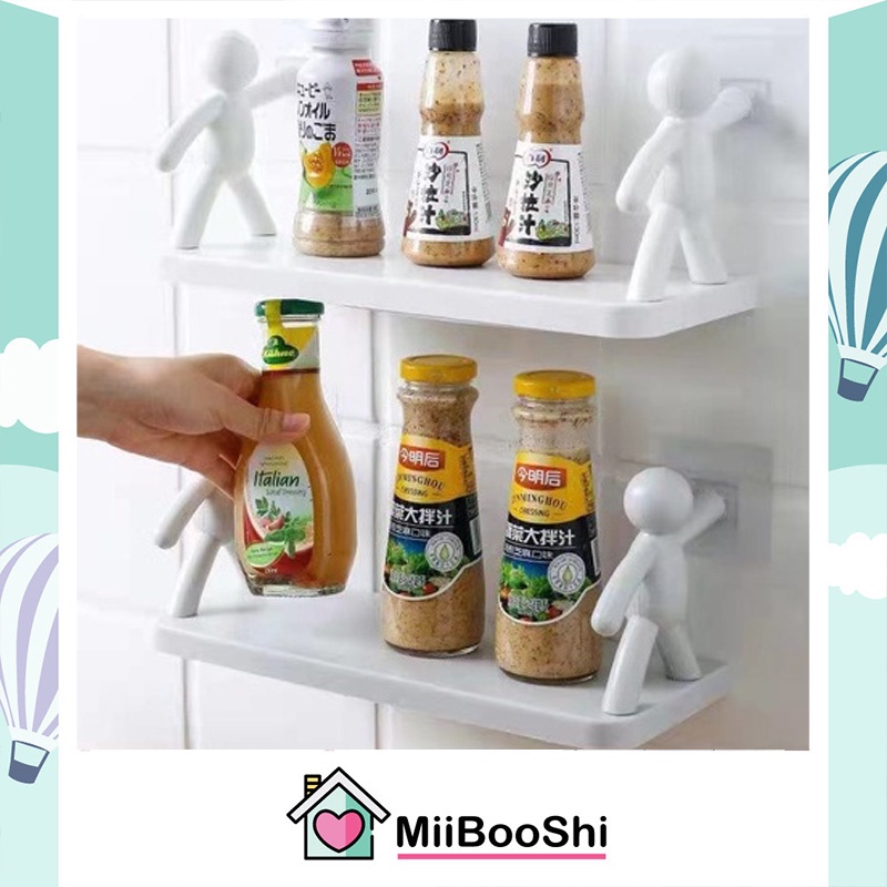 Kệ đựng mỹ phẩm gia vị dụng cụ bếp nhà tắm đa năng treo tường bằng sắt không cần khoan đục MiibooShi D2.070