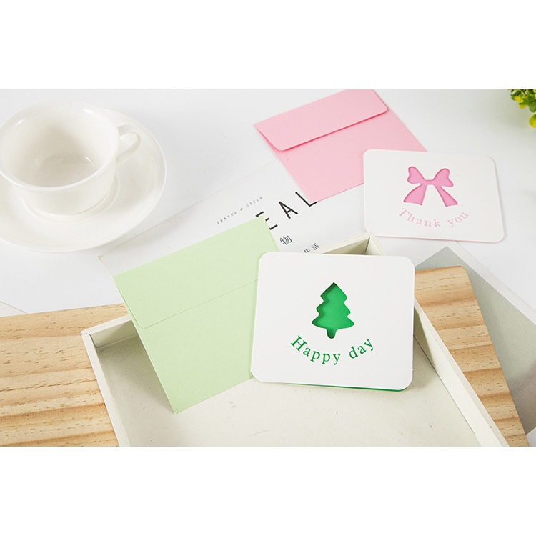 Thiệp chúc mừng các dịp sinh nhật, cảm ơn, kỷ niệm tình yêu, tốt nghiệp kèm bì thư cắt hình ngộ nghĩnh