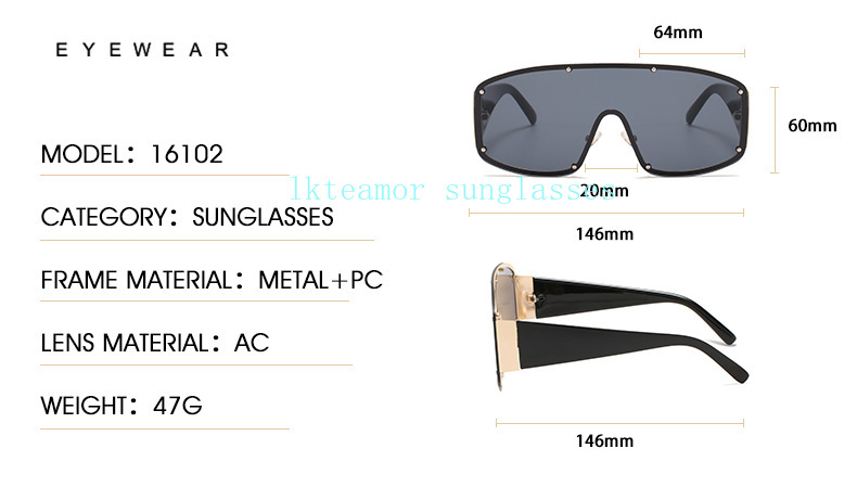 Kính Mát Gọng Lớn Đính Đinh Tán Phong Cách Âu Mỹ Cho Nữ