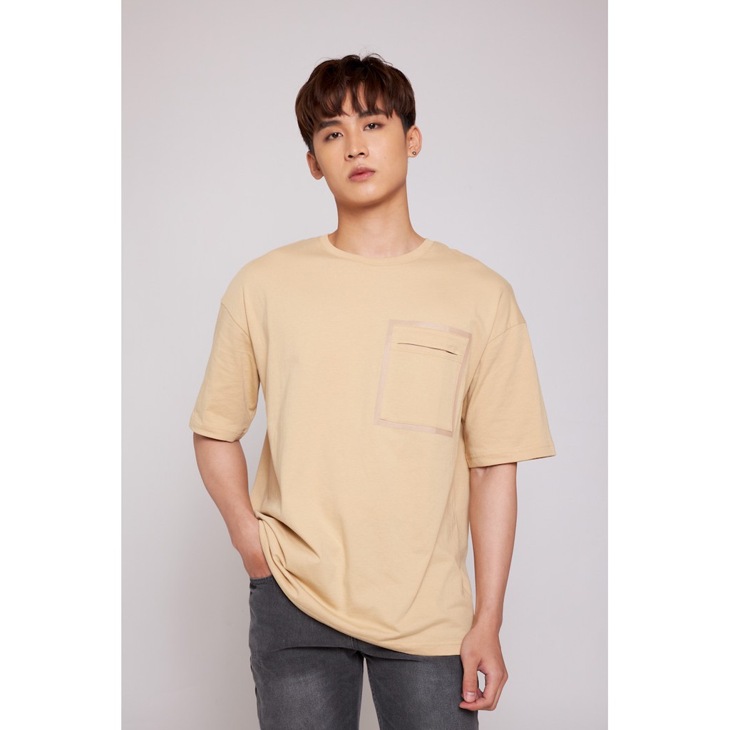 Áo Thun BOO Nam  Dáng Rộng Loose 100% Cotton Cao Cấp In Viền Túi Ngực Độc Đáo