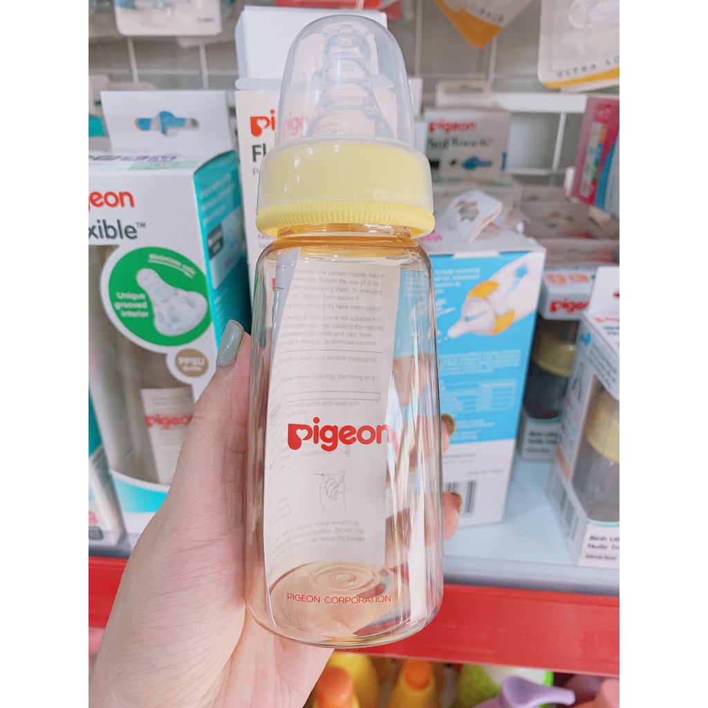 Bình sữa Pigeon nhựa PPSU cổ hẹp 160ML/240ml Vàng