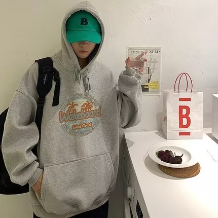 Áo hoodie Dáng Rộng In Chữ Phong Cách Hàn Quốc Thời Trang Cho Nam