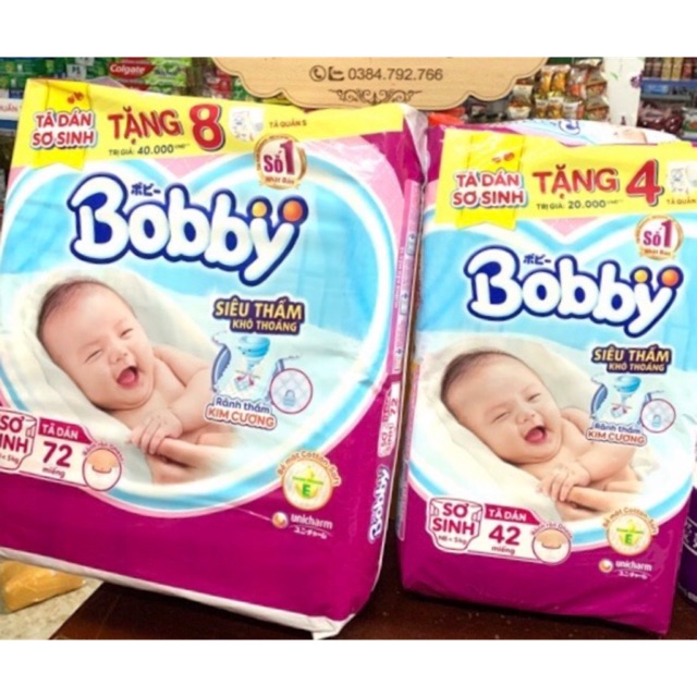 [Tặng Thêm Miếng] Bỉm Bobby Tã Dán Sơ Sinh Bobby Xs(42)-Xs(72)