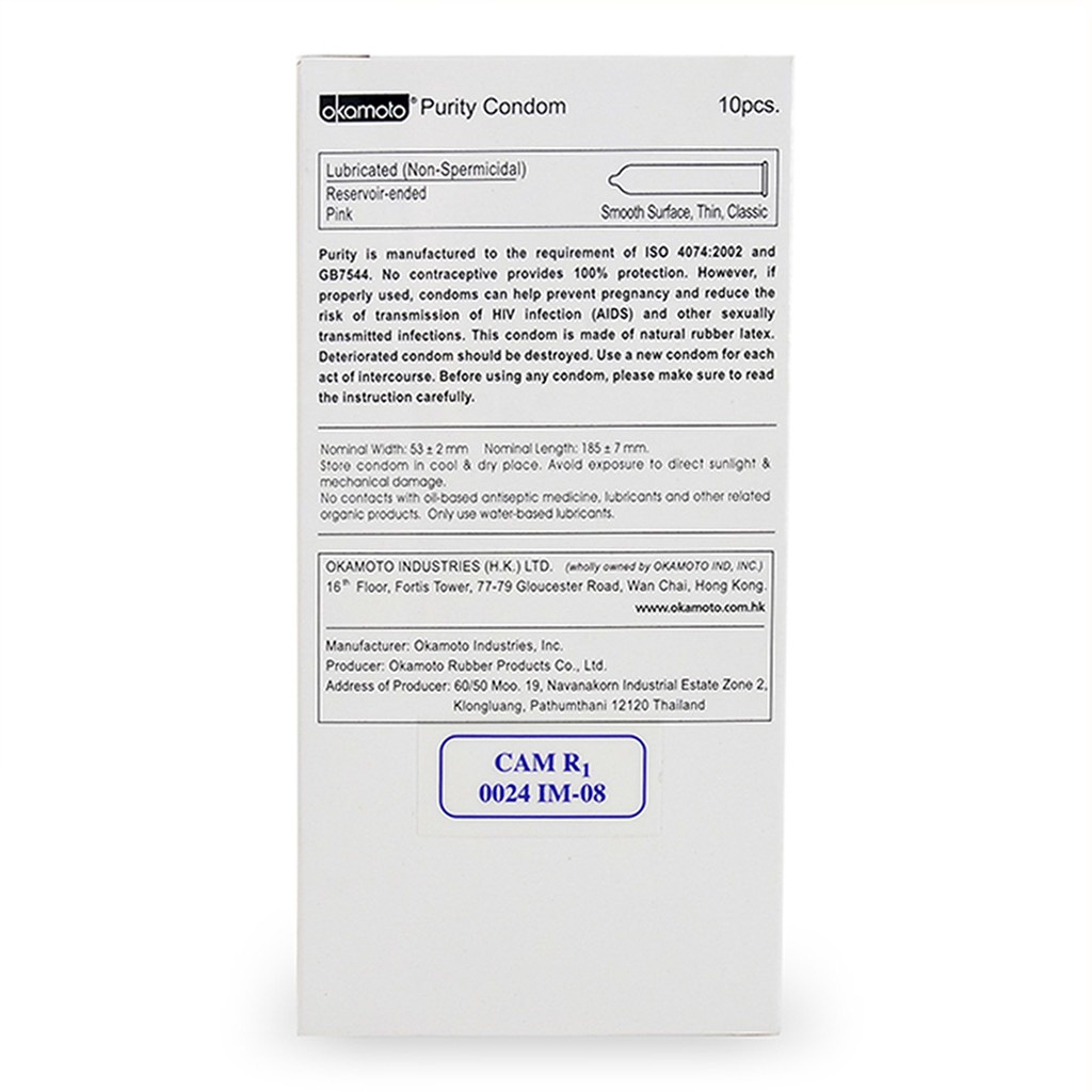 [ CHÍNH HÃNG ] - Bao Cao Su Okamoto Skinless Skin Purity, thiết kế siêu mỏng, dẻo dai, Không Mùi Tinh Khiết - Hộp 10 Cái