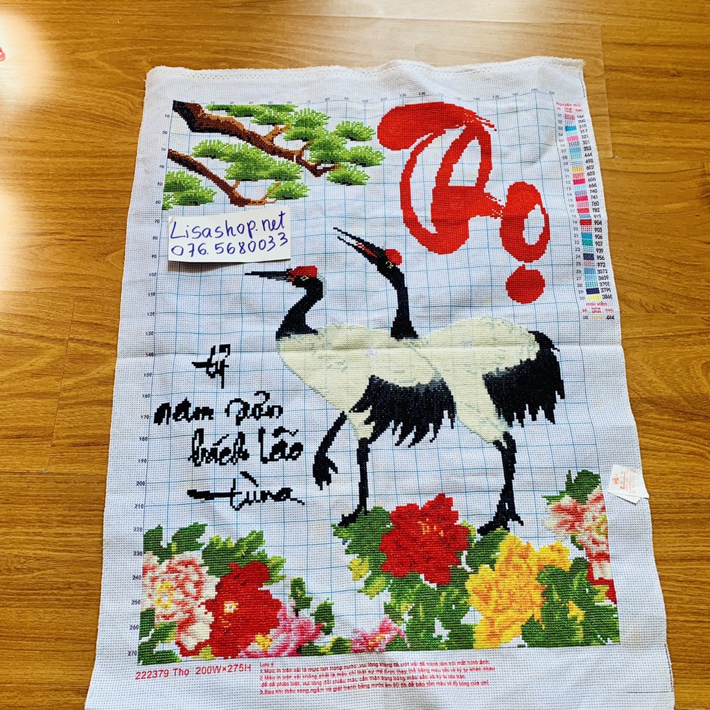 Tranh thêu chữ thập THỌ đã thành phẩm 72x53cm đã thêu 222379