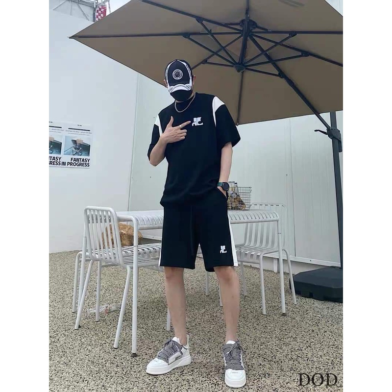 Bộ Phông Nam Cổ Tròn  Phối Màu Đen Trắng Lịch Sự Chất Cotton Hàn Mịn Thấm Hút Mồ Hôi Tốt