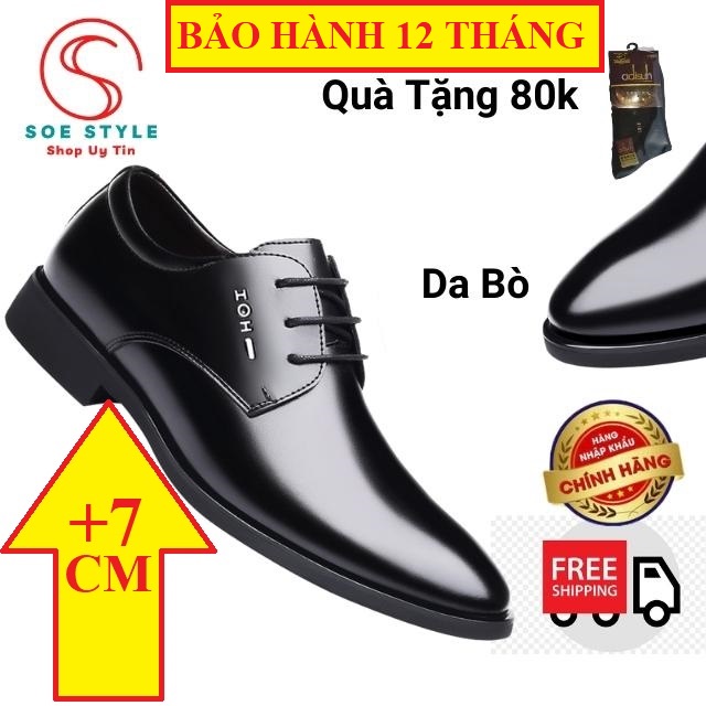 [FREE SHIP+QUÀ 80K] Giày Da nam tăng chiều cao 7cm Da Bò cao cấp Hàn Quốc SOE Style Tặng Tất (Vớ) Chống Hôi Chân 80k