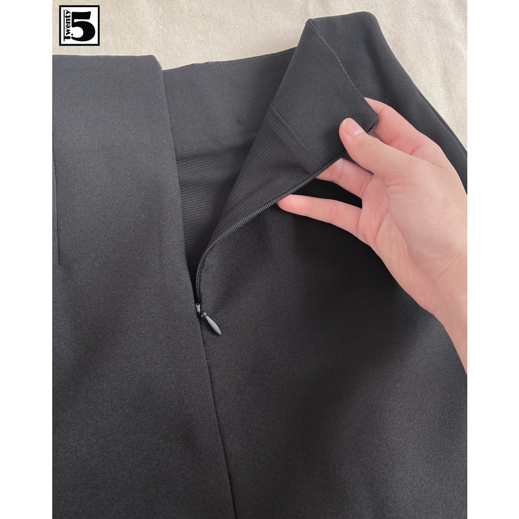 Chân váy công sỡ đắp tà 2 hàng khuy gấu váy phối voan Twentyfive T337