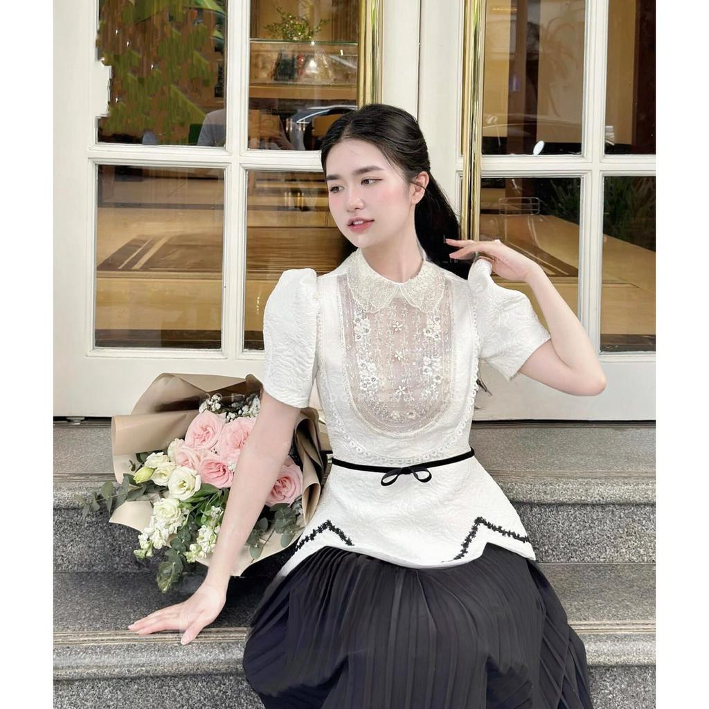 ( sỉ lẻ váy thiết kế) áo xốp đính đá